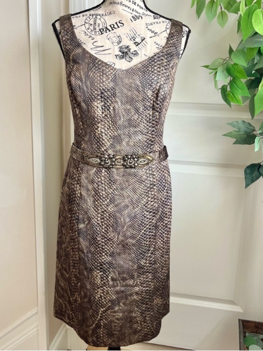 Snake print embossed and embellished Teri Jon Dress - New with tags, size 4